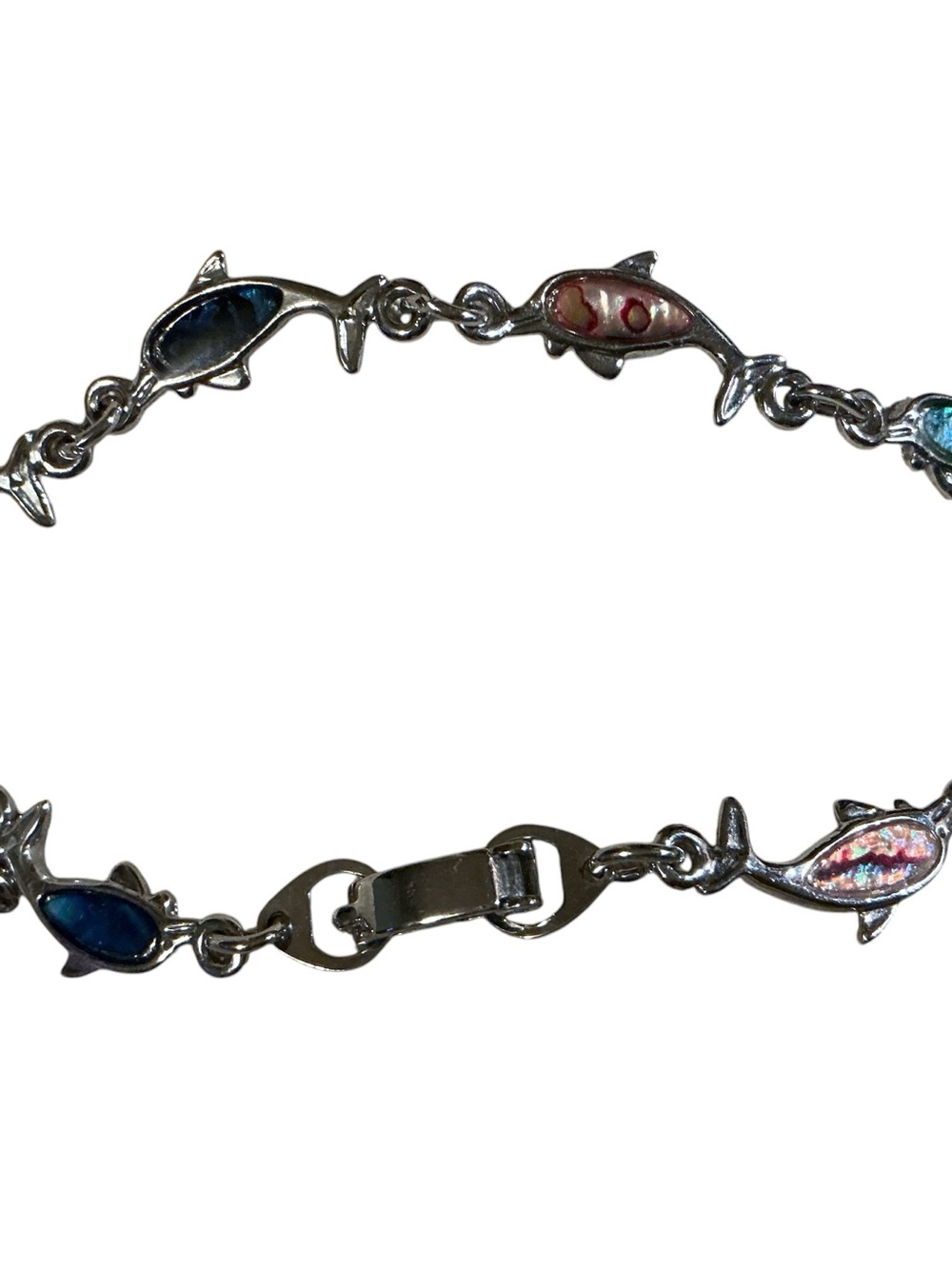 Tiffany & Co. Silver Fish Bracelet with Blue, Pink and Teal Inlay